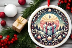 Round Christmas Ornament Sublimation|Clipart Product Image 1