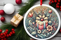 Round Christmas Ornament Sublimation|Clipart Product Image 1