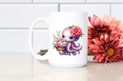 Watercolor Cute Baby Octopus Clipart Product Image 2