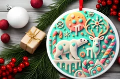 Round Christmas Ornament Sublimation|Clipart Product Image 1