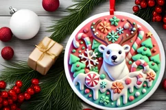 Round Christmas Ornament Sublimation|Clipart Product Image 1