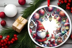 Christmas Gnome Round Ornament PNG Product Image 2