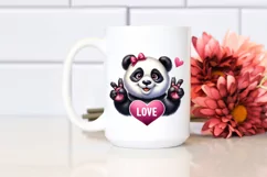 Detailed Cute Panda Watercolor Love Clipart Product Image 2