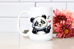 Detailed Cute Panda Watercolor Love Clipart Product Image 2