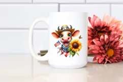 Excited Cow Portrait Wearing Hat and USA Flag Colors | Product Image 2