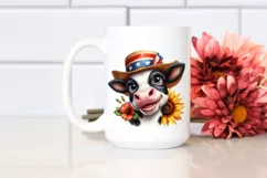 Excited Cow Portrait Wearing Hat and USA Flag Colors | Product Image 2