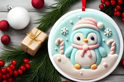 Round Christmas Ornament Sublimation|Clipart Product Image 1