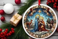 Round Christmas Ornament Sublimation|Clipart Product Image 1