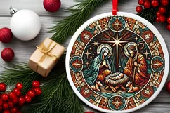 Round Christmas Ornament Sublimation|Clipart Product Image 1