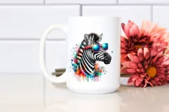 Colorful Zebra Wearing Sunglasses |Watercolor Image Product Image 2