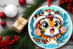 Round Christmas Ornament Sublimation|Clipart Product Image 2