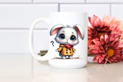 Watercolor Baby Rabbit Big Eyes Standing Human Raincoat Product Image 2