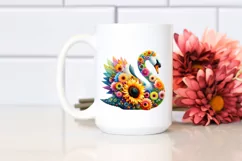 swan made of flowers PNG Product Image 2