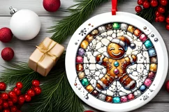Round Christmas Ornament Sublimation|Clipart Product Image 1