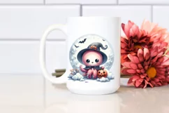 Cute Baby Octopus on Cloud Halloween PNG Product Image 2