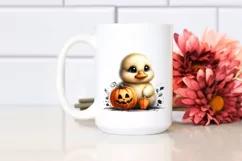 Cute Baby Duck with Halloween Pumpkin PNG Product Image 2
