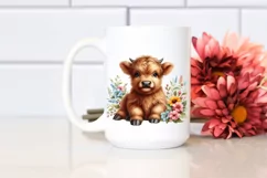 Cute Baby Highland Cow with Big Eyes | Sublimation | Clipart Product Image 2