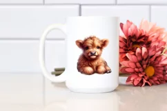 Baby Highland Cow, Smiling Flowers | Sublimation | Clipart Product Image 2