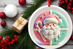 Round Christmas Ornament Sublimation|Clipart Product Image 1