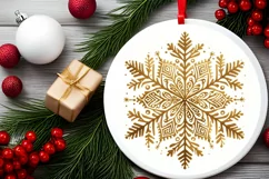 Snow Flake Christmas Round Cute Ornament Sublimation Product Image 1