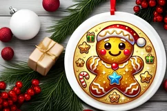 Round Christmas Ornament Sublimation|Clipart Product Image 1