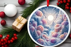 Pastel Molten Candy Winter Scene Ornament PNG Product Image 2