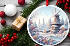 Pastel Molten Candy Winter Scene Ornament PNG Product Image 2
