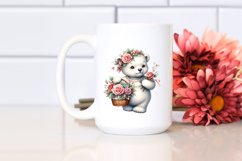 Cute Baby Polar Bear with Flowers | Sublimation | Clipart Product Image 2