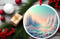 Pastel Molten Candy Winter Scene Ornament PNG Product Image 2