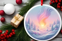 Pastel Molten Candy Winter Scene Ornament PNG Product Image 2