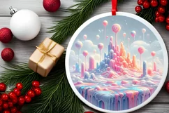 Pastel Molten Candy Winter Scene Ornament PNG Product Image 2