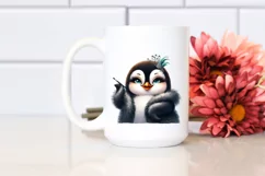 Funny Cute Penguin Rock Sign Clipart Product Image 2
