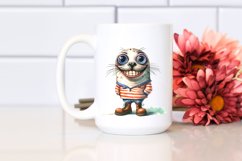 Watercolor Seal Big Eyes Standing Human Shoes Product Image 2