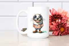 Watercolor Seal Big Eyes Standing Human Shoes Product Image 2