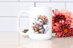 Whimsical Baby Hippo with Roses | Sublimation | Clipart Product Image 2