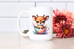 Colorful Baby Deer in a Tea Cup Splash Clipart Product Image 2