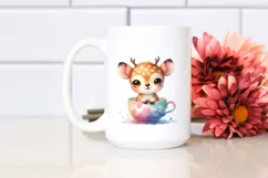 Colorful Baby Deer in a Tea Cup Splash Clipart Product Image 2