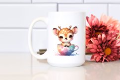 Colorful Baby Deer in a Tea Cup Splash Clipart Product Image 2