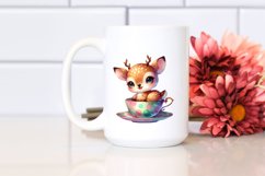 Colorful Baby Deer in a Tea Cup Splash Clipart Product Image 2
