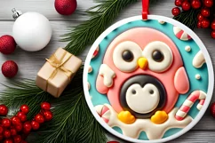 Round Christmas Ornament Sublimation|Clipart Product Image 1
