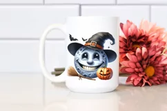 Funny Watercolor Halloween Moon Clipart Product Image 2