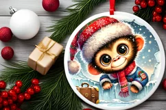 Round Christmas Ornament Sublimation|Clipart Product Image 1