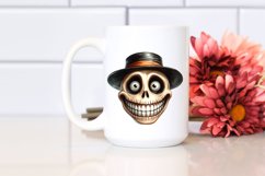 Funny Watercolor Halloween Skull Clipart Product Image 2