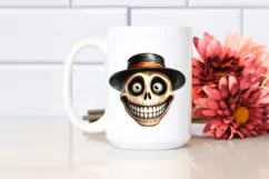 Funny Watercolor Halloween Skull Clipart Product Image 2