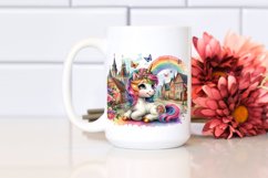 Colorful Baby Unicorn with Village Square PNG Product Image 2