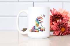 Colorful Baby Unicorn with Village Square PNG Product Image 2