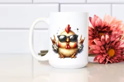Funny Cute Chicken Sunglasses Rocker | Sublimation Clipart Product Image 2
