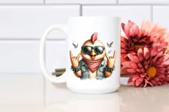 Funny Cute Chicken Sunglasses Rocker | Sublimation Clipart Product Image 2