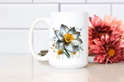 Detailed Shiny Glossy Narcissus Watercolor Splash Clipart Product Image 2