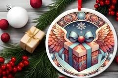 Round Christmas Ornament Sublimation|Clipart Product Image 1